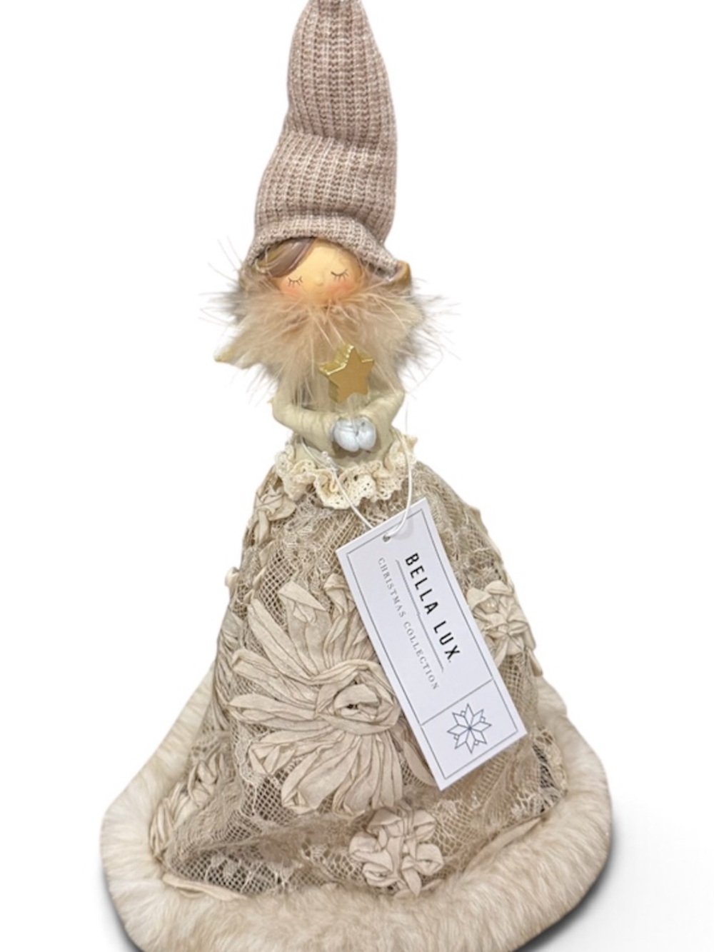 Bella Luxx Neutral Beige Lace Angel with Knit Hat